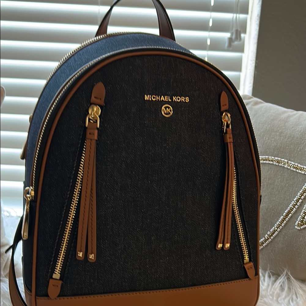 Michael Kors Black and Brown Backpack